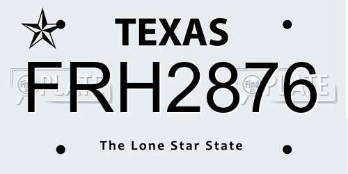 FRH2876 Texas License Plate