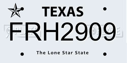FRH2909 Texas License Plate