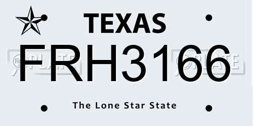 FRH3166 Texas License Plate