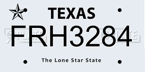 FRH3284 Texas License Plate