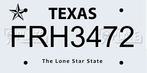 FRH3472 Texas License Plate