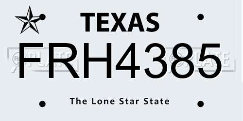 FRH4385 Texas License Plate