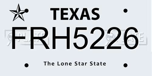 FRH5226 Texas License Plate