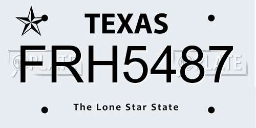 FRH5487 Texas License Plate