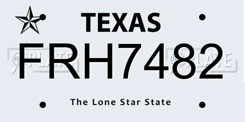 FRH7482 Texas License Plate