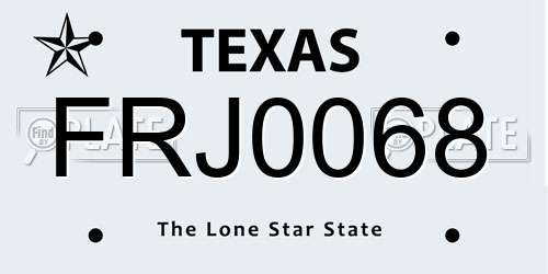 FRJ0068 Texas License Plate