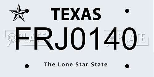 FRJ0140 Texas License Plate