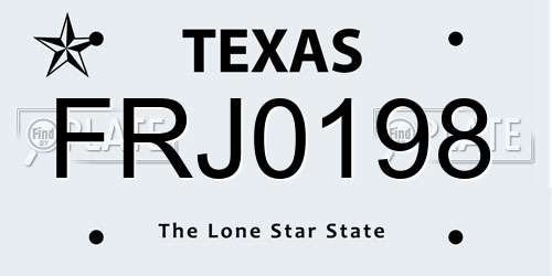 FRJ0198 Texas License Plate