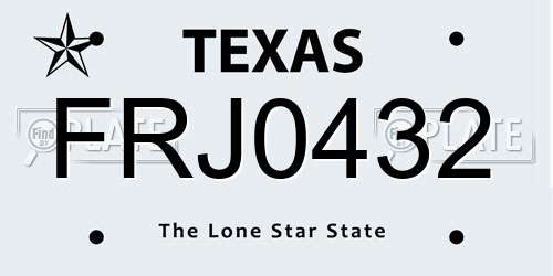 FRJ0432 Texas License Plate