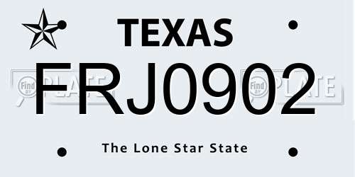 FRJ0902 Texas License Plate