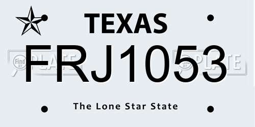 FRJ1053 Texas License Plate