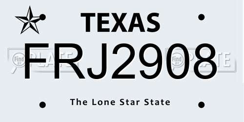 FRJ2908 Texas License Plate