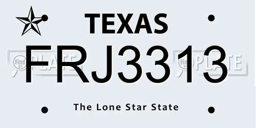 FRJ3313 Texas License Plate