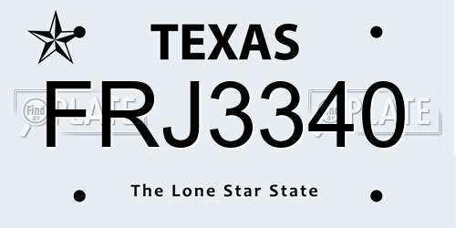 FRJ3340 Texas License Plate