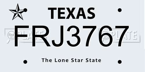 FRJ3767 Texas License Plate