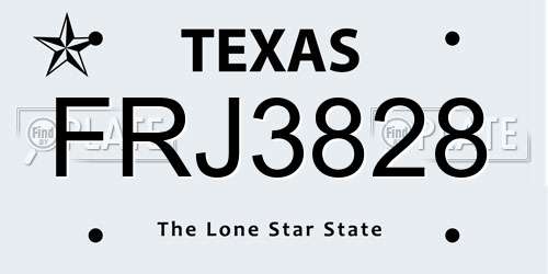 FRJ3828 Texas License Plate