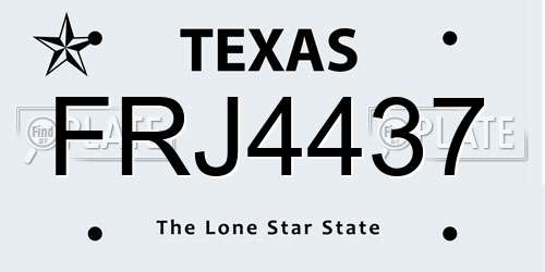 FRJ4437 Texas License Plate