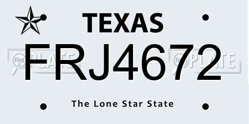 FRJ4672 Texas License Plate