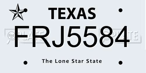 FRJ5584 Texas License Plate