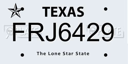 FRJ6429 Texas License Plate