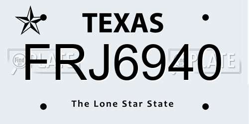 FRJ6940 Texas License Plate