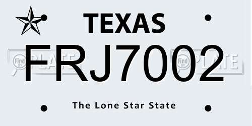 FRJ7002 Texas License Plate