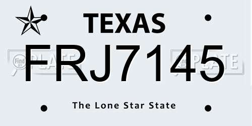 FRJ7145 Texas License Plate