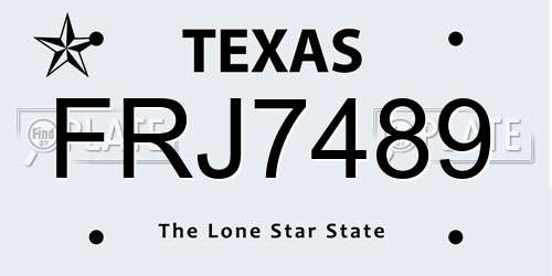 FRJ7489 Texas License Plate
