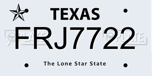 FRJ7722 Texas License Plate