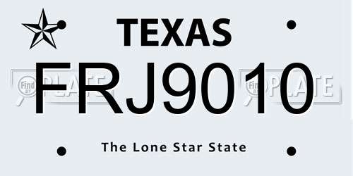 FRJ9010 Texas License Plate