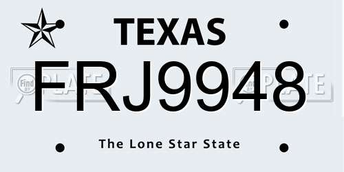FRJ9948 Texas License Plate