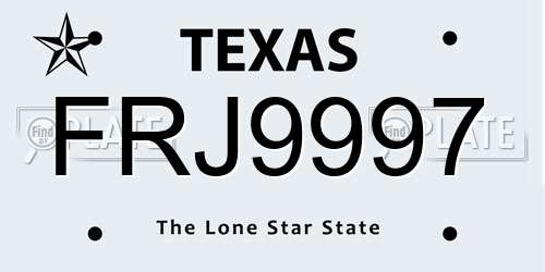 FRJ9997 Texas License Plate