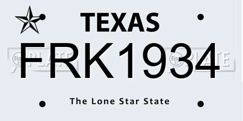 FRK1934 Texas License Plate