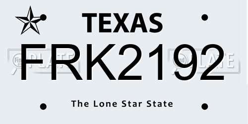 FRK2192 Texas License Plate