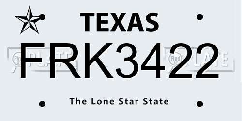 FRK3422 Texas License Plate