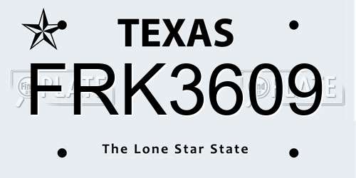 FRK3609 Texas License Plate