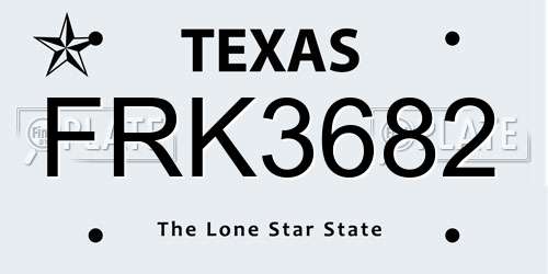 FRK3682 Texas License Plate