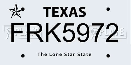 FRK5972 Texas License Plate