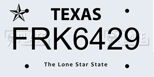 FRK6429 Texas License Plate
