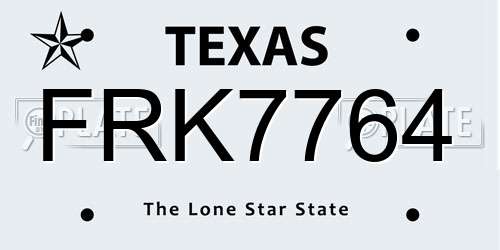 FRK7764 Texas License Plate