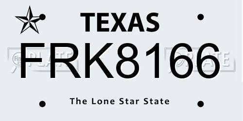 FRK8166 Texas License Plate