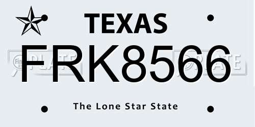 FRK8566 Texas License Plate