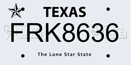 FRK8636 Texas License Plate
