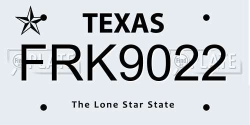 FRK9022 Texas License Plate