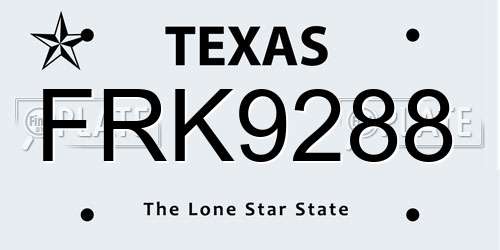 FRK9288 Texas License Plate