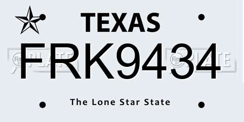 FRK9434 Texas License Plate