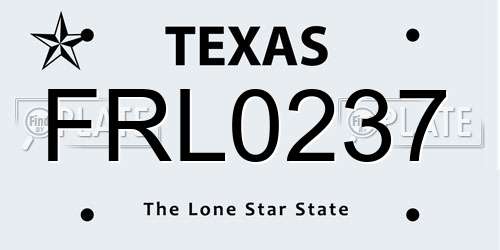 FRL0237 Texas License Plate