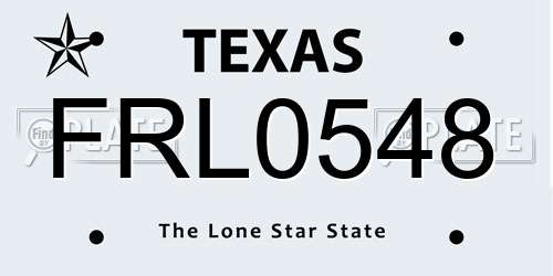 FRL0548 Texas License Plate