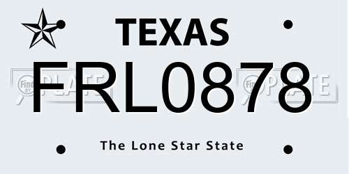 FRL0878 Texas License Plate