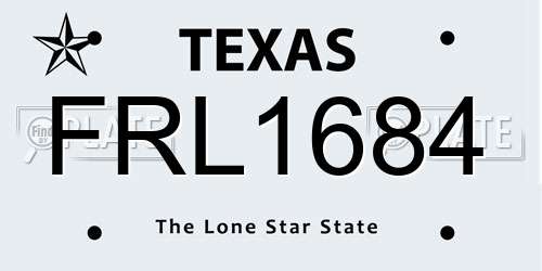 FRL1684 Texas License Plate